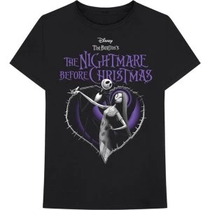 Image of Disney - The Nightmare Before Christmas Purple Heart Unisex XX-Large T-Shirt - Black