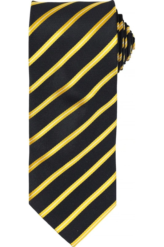 Image of Premier Premier Men Sports Stripe Pattern Formal Work Tie in True Black True Black One Size Male 5057080770762