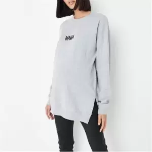 Missguided Mama Embroidered Maternity Sweatshirt - Grey