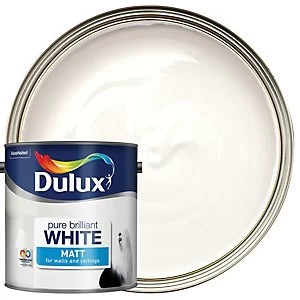 Image of Dulux Walls & Ceilings Pure Brilliant White Matt Emulsion Paint 2.5L