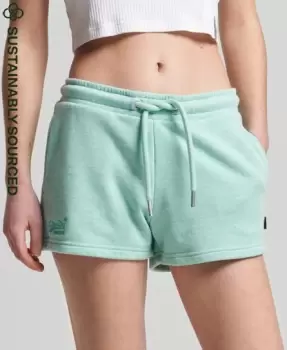 Image of Superdry Womens Organic Cotton Vintage Logo Jersey Shorts Green / Minted Marl - Size: 12