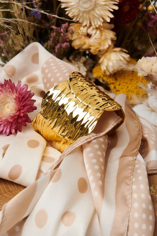 Image of Izabel London Womens Hammered Texture Metallic Wide Bracelet in Gold Gold Female One Size