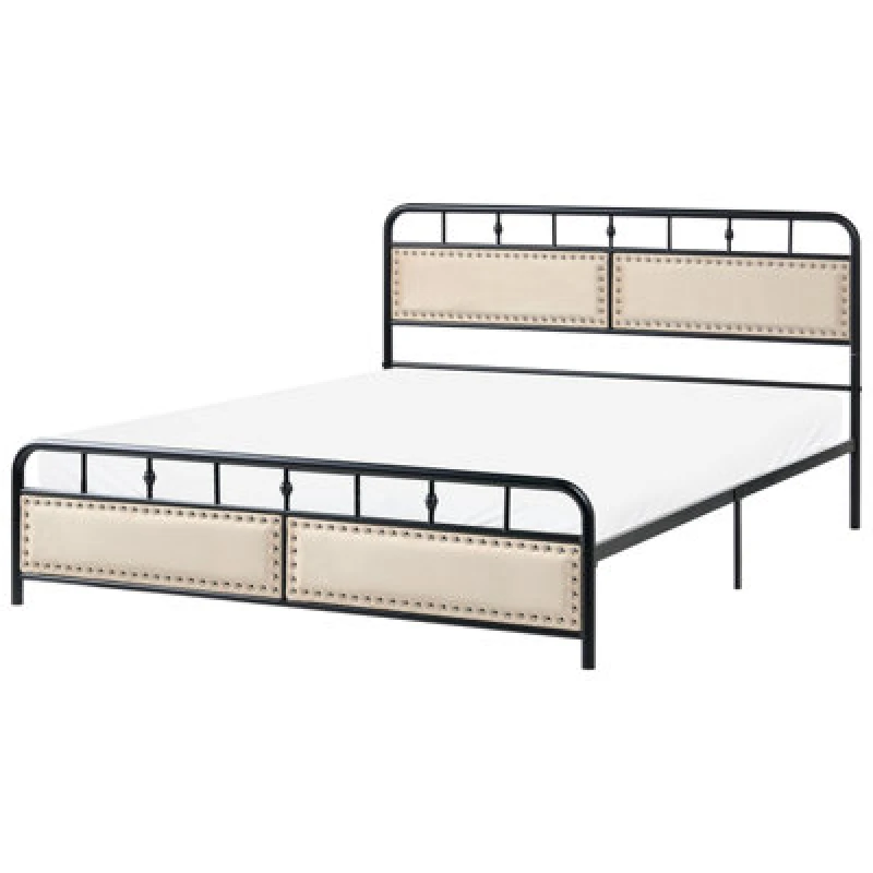 Image of Beliani Bed Metal Breuillet 160 X 200 Cm Black