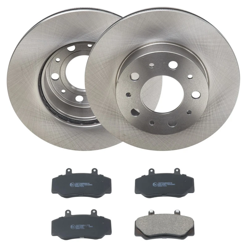Image of RIDEX 3405B2064 Brake disc and pads set with accessories, Front Axle, Brake Disc Type: internally vented, not prepared for wear warning indicator Bra