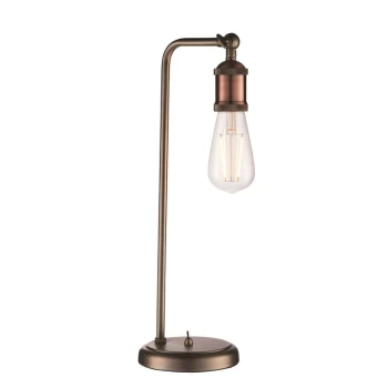Image of Endon Hal - 1 Light Table Lamp Aged Pewter, Aged Copper Plate, E27