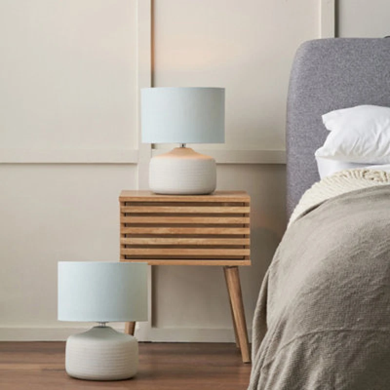 Image of Pacific Lifestyle Set Of 2 Kai Duck Egg Textured Ceramic Table Lamp
