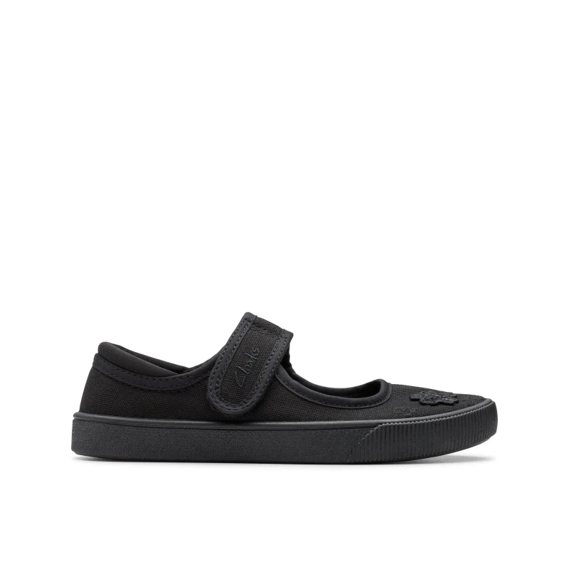 Image of (UK 1.5 Child, Black) Girls Clarks Casual Pumps Hopper Go - G Fit