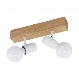 Eglo Townshend 2 Light Spotlight - White and Oak