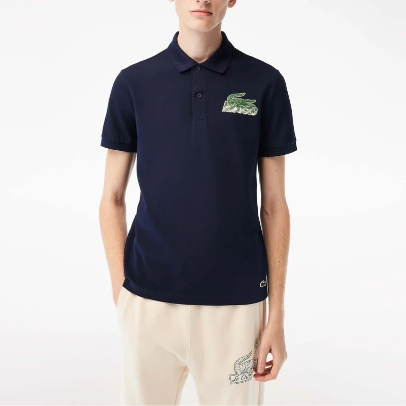 Image of Lacoste Short Sleeve Polo Shirt - Blue Blue XS
