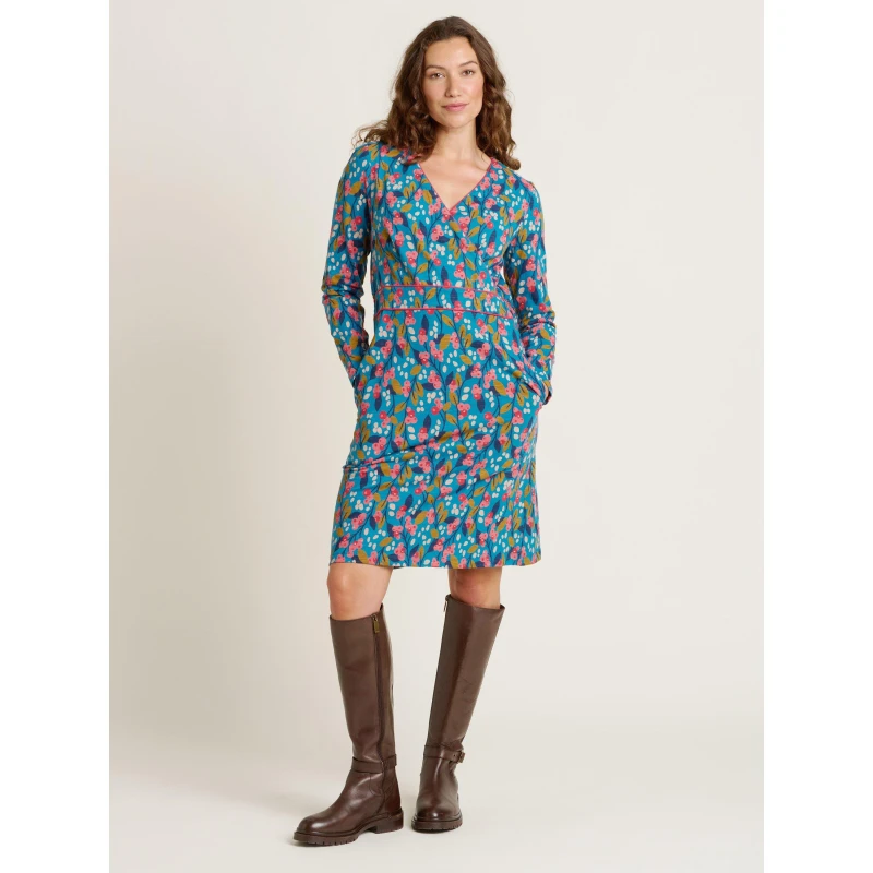 Image of Brakeburn Trailing Berry Wrap Dress Multi