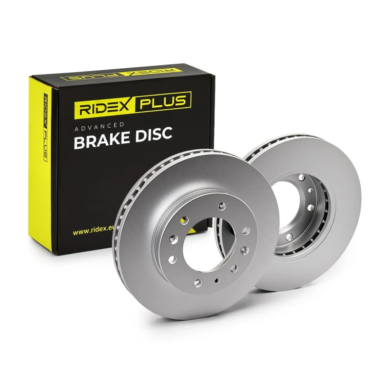 Image of RIDEX PLUS 82B1125P Brake disc Front Axle, Vented, Grey Cast Iron, Coated, High-carbon, without bolts/screws Grey Cast Iron Brake Disc (82)