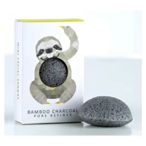 image of The Konjac Rainforest Sloth Mini Face Puff Bamboo Charcoal