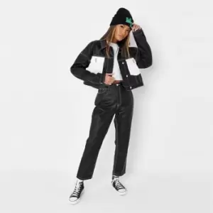 Image of Missguided Petite Cted Cntrst Stitch Sl Jean Coord - Black