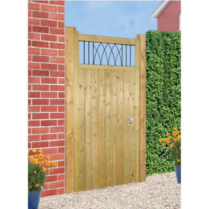 Image of Burbage Iron Craft Windso Single Wooden Garden Gate 750mm Wide X 1800mm High Wi10