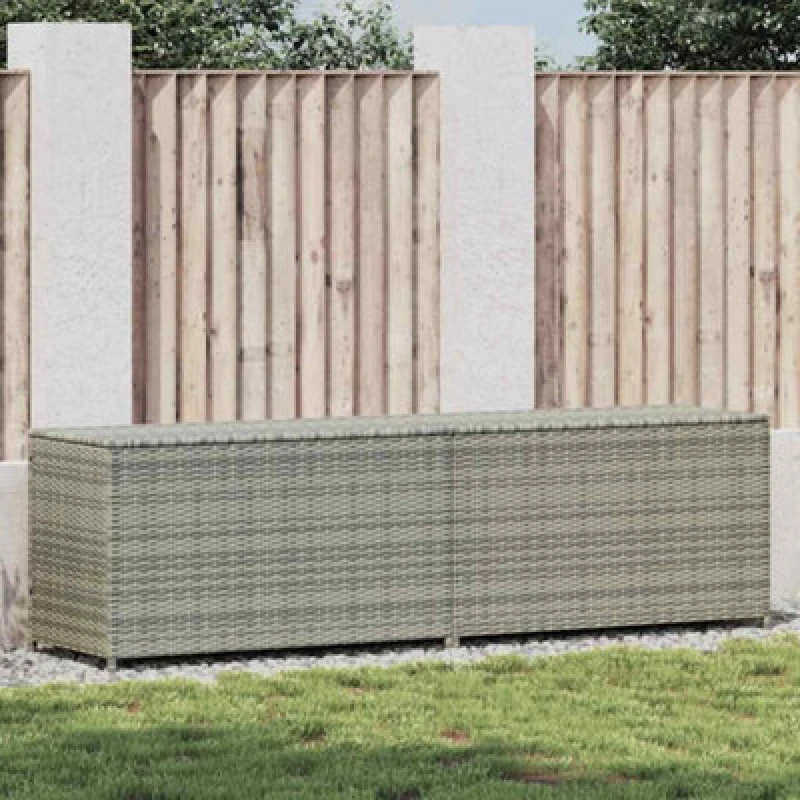 Image of vidaXL Garden Utility Storage Box Bench Container Chest Shed Poly Rattan Grey