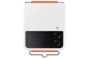 Image of Samsung Silicone Cover with Strap for Galaxy Z Flip4 in White (EF-GF721TWEGWW)