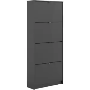 image of Furniture To Go - Shoes Shoe cabinet w. 4 tilting doors and 2 layers Matt Black - Matt Black