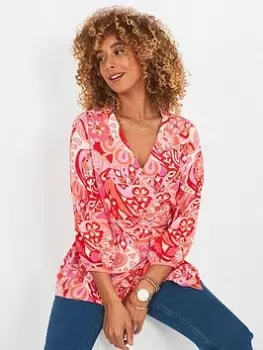 Joe Browns Retro Vibes Summer Swirl Top -pink, Pink, Size 8, Women