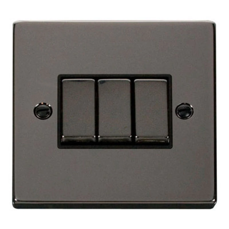 Image of SE Home Black Nickel 10A 3 Gang 2 Way Ingot Light Switch Black
