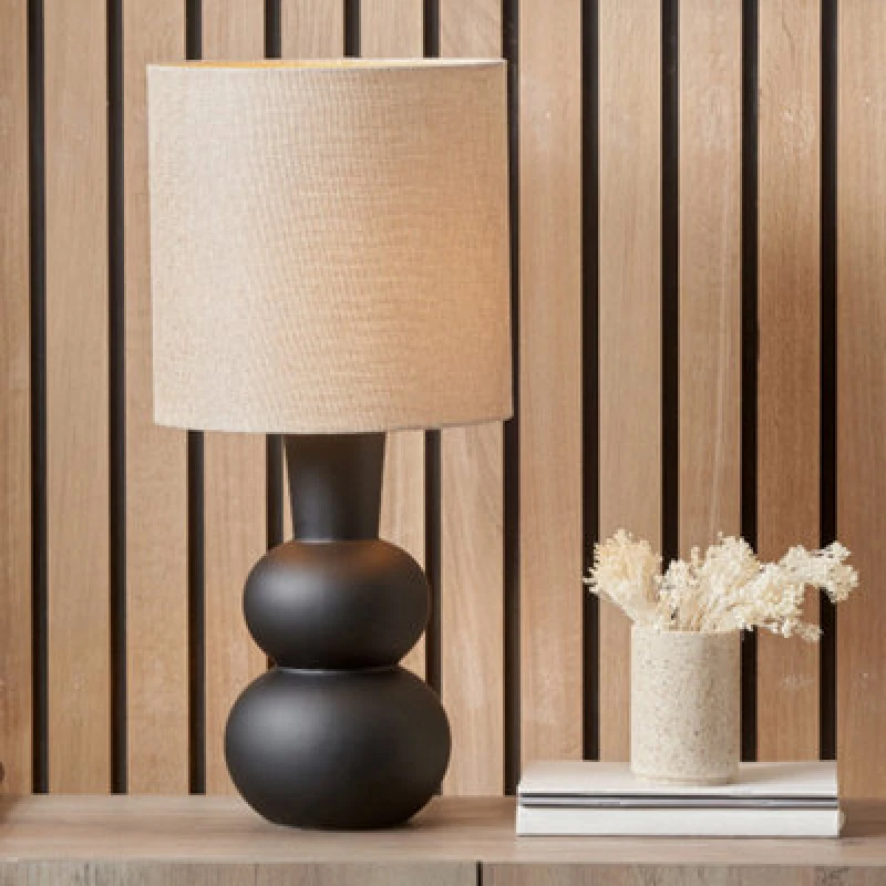 Image of Aaliyah Curved Bottle Ceramic Table Lamp Black