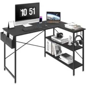 image of VEVOR L Shaped Computer Desk, 47'' Corner Desk with Storage Shelves, Bag, Phone Slot, and Headphone Hook, Work Desk Gaming Desk for Home Office Workst