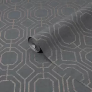 Image of Superfresco Charcoal Geometric Smooth Wallpaper