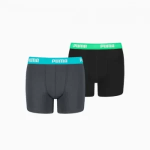 PUMA Basic Boys Boxers 2 Pack, India Ink/Turquoise, size 9/10, Clothing