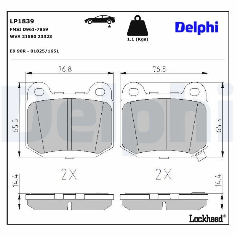 Image of DELPHI Brake pad set DELPHI LP1839