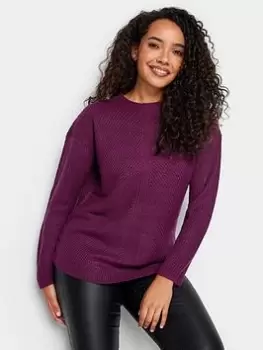 image of M&Co Funnel Neck Knitted Jumper - Purple, Purple, Size 10-12, Women