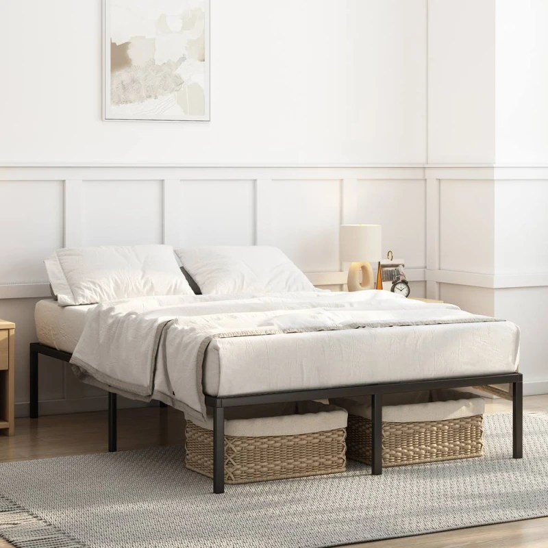 Image of MCC Direct Metal Bed frame Black Metal Mattress base Florence Size: Double Black Unisex Double