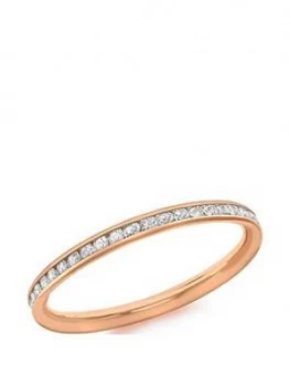 image of Love GOLD 9ct Rose Gold Cubic Zirconia Set Ring, Rose Gold, Size V, Women