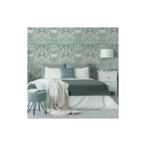 image of Holden Decor Vintage Floral Soft Teal Wallpaper