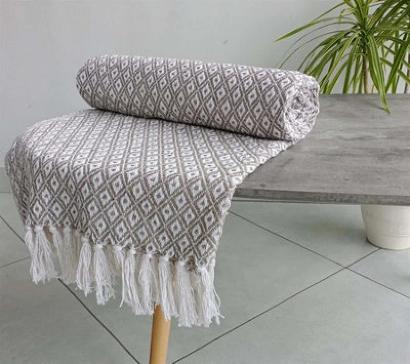 Image of Homespace Direct Ltd Rapport Home Eden Blanket/throw Natural 178X254Cm