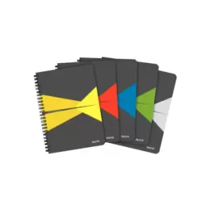 image of Office Notebook, Wirebound, 90 Sheets, Ruled, 90GSM Ivory Paper, A5 Assorted - Outer Carton of 5