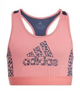 Image of adidas Girls Leo Bra Top - Pink/Black, Size 11-12 Years, Women