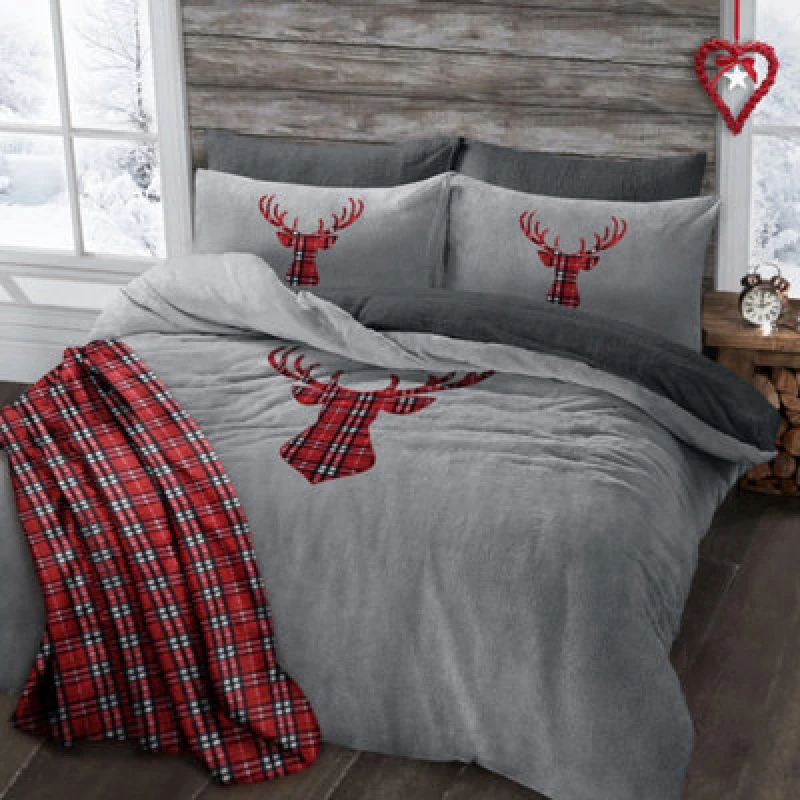 Image of Velosso Teddy Fleece Duvet Cover & Pillowcase Set - Cosy Style Bedding Set, Breathable Fabric, Machine Washable For Easy Care - Silver