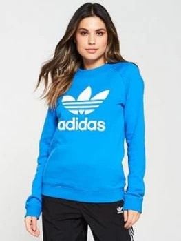 Image of adidas Originals Trefoil Crew Sweat - Blue, Size 18, Women