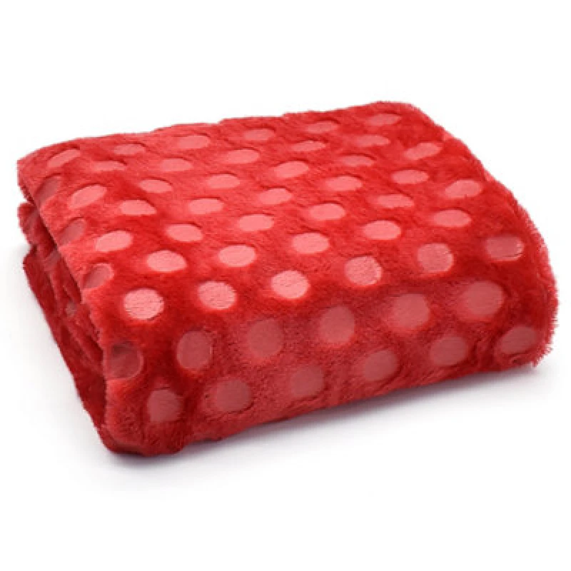 Image of Velosso Cosy Lounge Plush Popcorn Effect Faux Fur Throw Blanket - Heat Set, Soft Texture, Durable Fabric, Size 127Cmx150Cm - Red