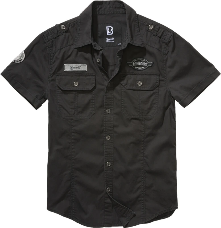 Image of Brandit Luis Vintage Short Sleeve Shirt, black, Size M for Men