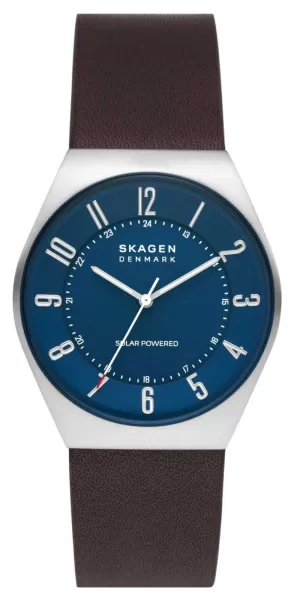 image of Skagen SKW6838 Mens Grenen Solar Blue Dial Brown Watch