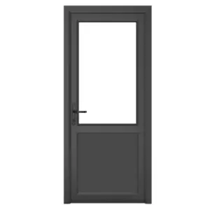 Image of Crystal uPVC Clear Single Door Half Glass Half Panel Right Hand Open 840mm x 2090mm Clear Glazing - Grey