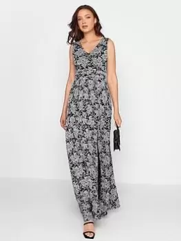 Image of Long Tall Sally Long Tall Sally Sleeveless Maxi Dress With Front Split Black Floral, Black, Size 10, Women