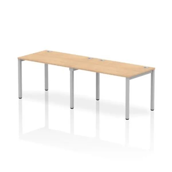 Image of Impulse Bench Single Row 2 Person 1200 Silver Frame Office Bench Desk Maple