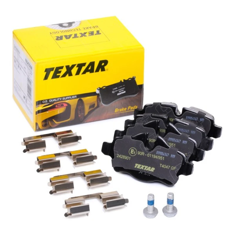 Image of TEXTAR 2428901 Brake pad set Q+ prepared for wear warning indicator, with accessories, with brake caliper screws Brake Pad Set,disc brake (402)