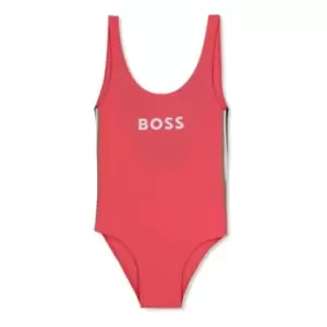 Image of Boss Girl's Logo Swimsuit - Red