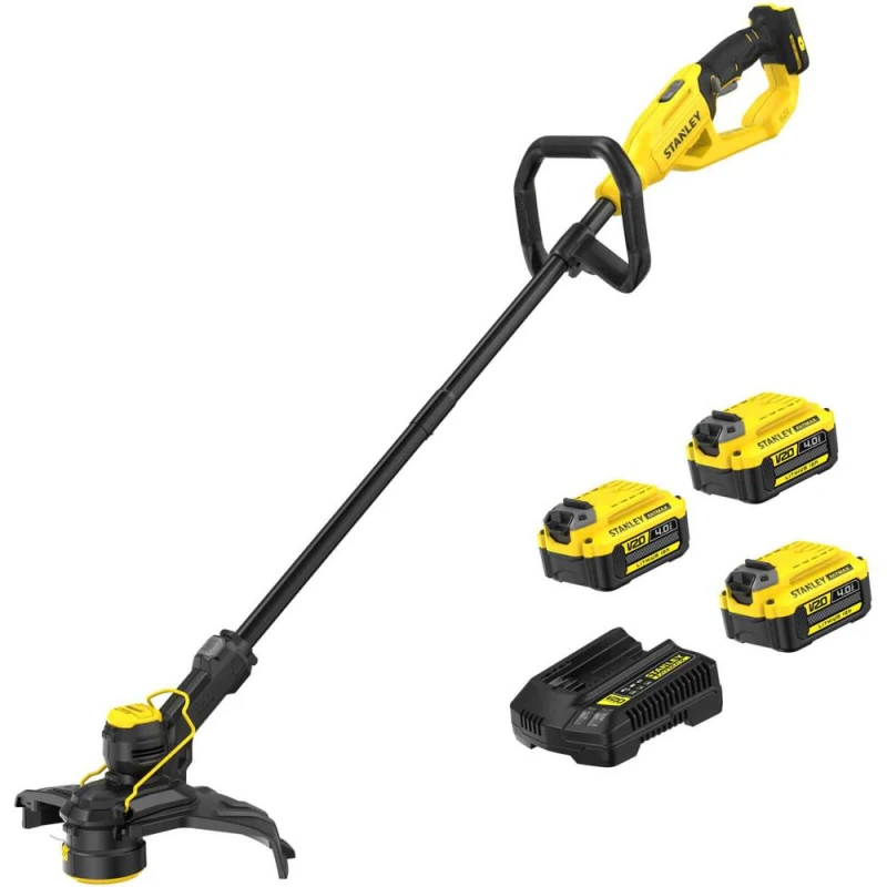 Image of Stanley FatMax V20 STCST933 18v Cordless Grass Trimmer 330mm 3 x 4ah Li-ion Battery Charger STCST933M3