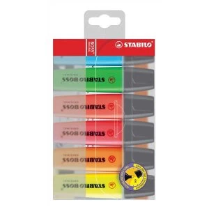 image of STABILO BOSS Original 2 5mm Chisel Tip Highlighter Assorted Colours Pack of 6