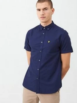 Image of Lyle & Scott Shortv Sleeved Oxford Shirt - Navy Size M Men