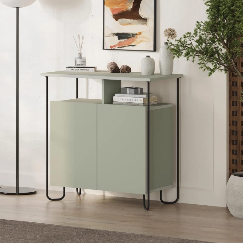 Image of FWStyle FWStyle 2 Door Ash Green Sideboard Storage Unit Green One Size Unisex 8683628019573