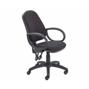 image of TC Office Calypso High Back Twin Lever Operator Chair with Fixed Arms, Charcoal